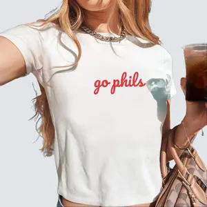 Baseball Baby Tee for Women, Philly, Go Phils T-Shirt, Gift for Philly Fan, Philly Gift for Women, Trendy Summer Baseball Top