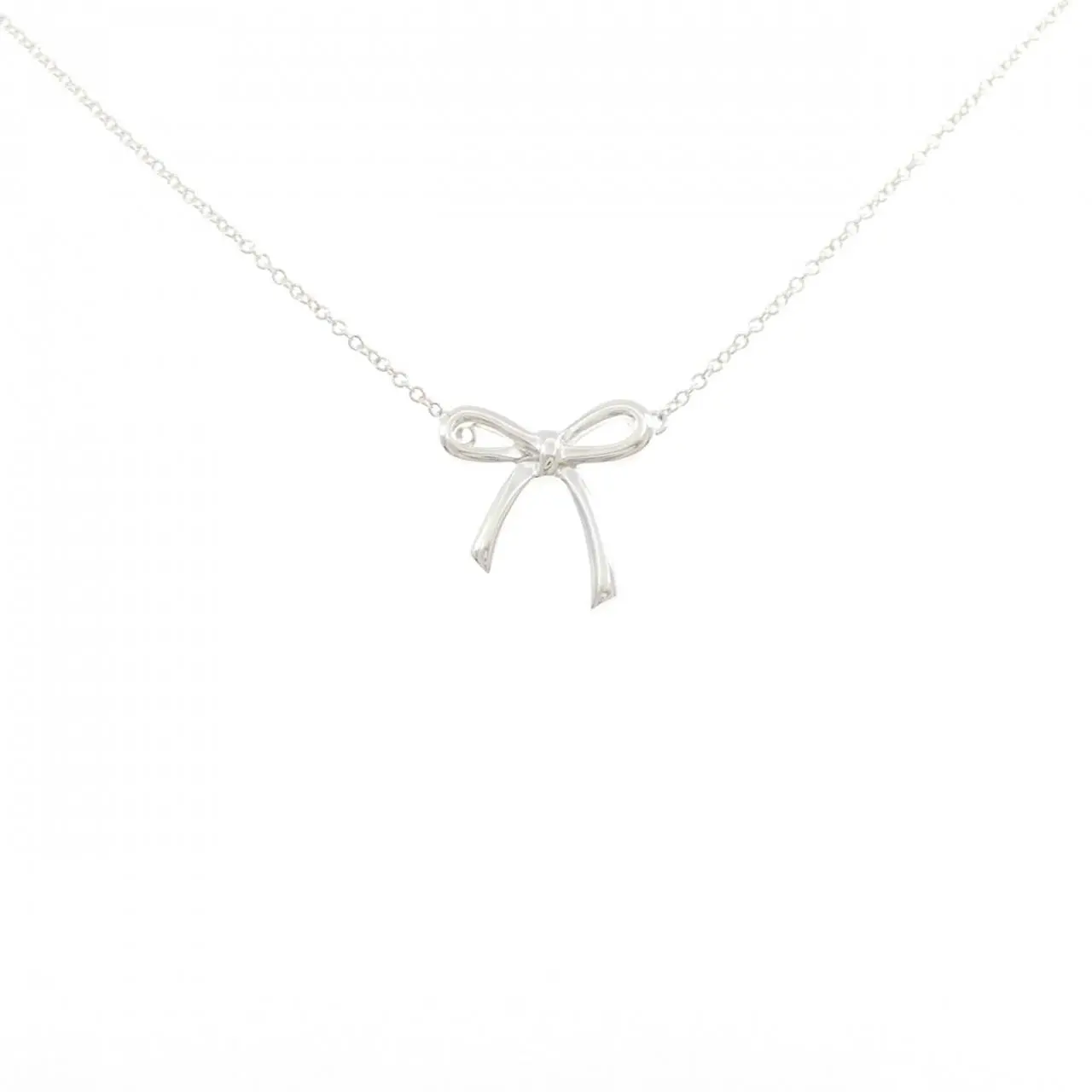 Pre-owned Tiffany & Co. Sterling Silver 925 (Ag925) Small Leather Goods Tiffany Bow 925 Silver Necklace