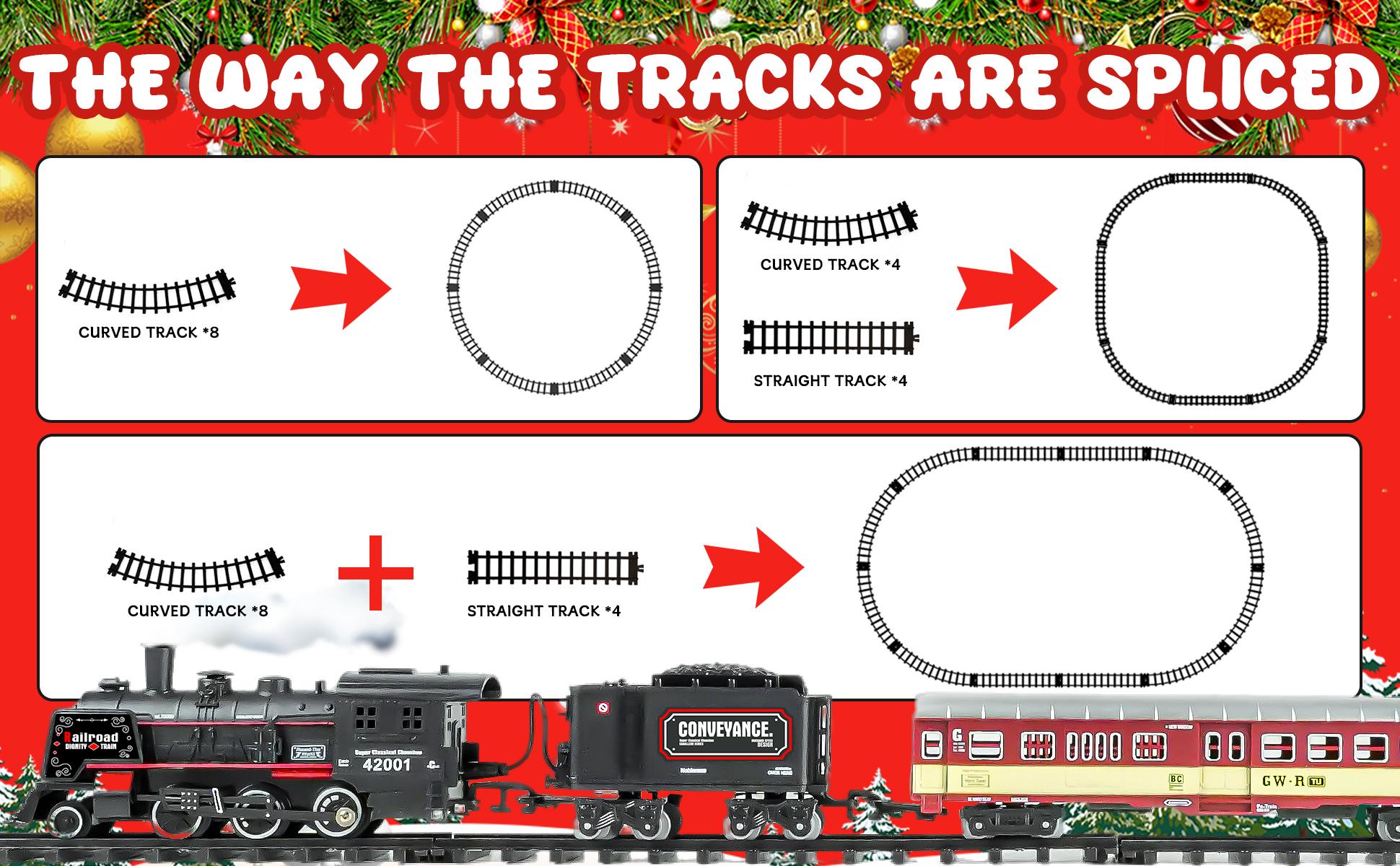 Rc Steam Locomotive Christmas Train, Remote Control Train Toys，Christmas Gift for Kids Boys Girls with Smokes, Lights and Sound