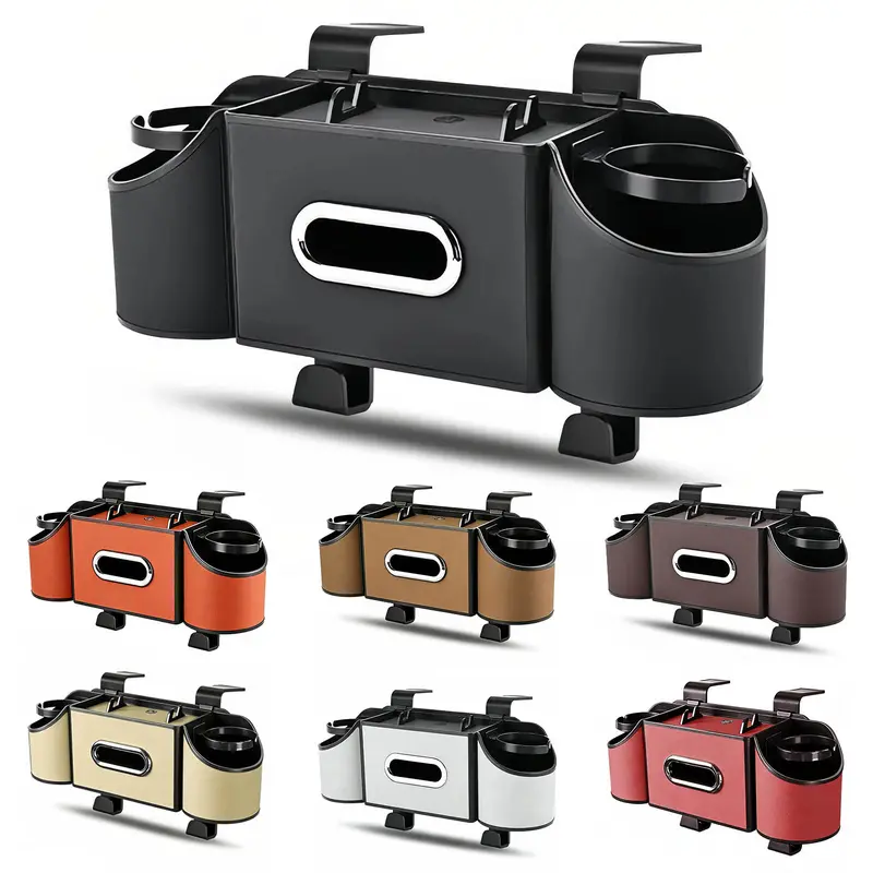 Car Organizers and Storage Box Multifunctional Car Seat Back Storage Box with Tissue Holder 2 Cup Holders & Bags Hooks Back Seat Car Organizer for Family and Travel Usable on Both Driver Sides