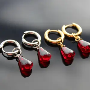 POmegranate seeds hoop earring in gold and silver tones