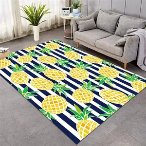 Yellow Stripe Pineapple Fruit Food Rectangle Rug Carpet Mat Living Room Bedroom Halloween Gift For Family, Cute Gift Non-Slip Floor Carpet, Decoration Mat for home Living Room Bedroom, Room Decor, Home Decor