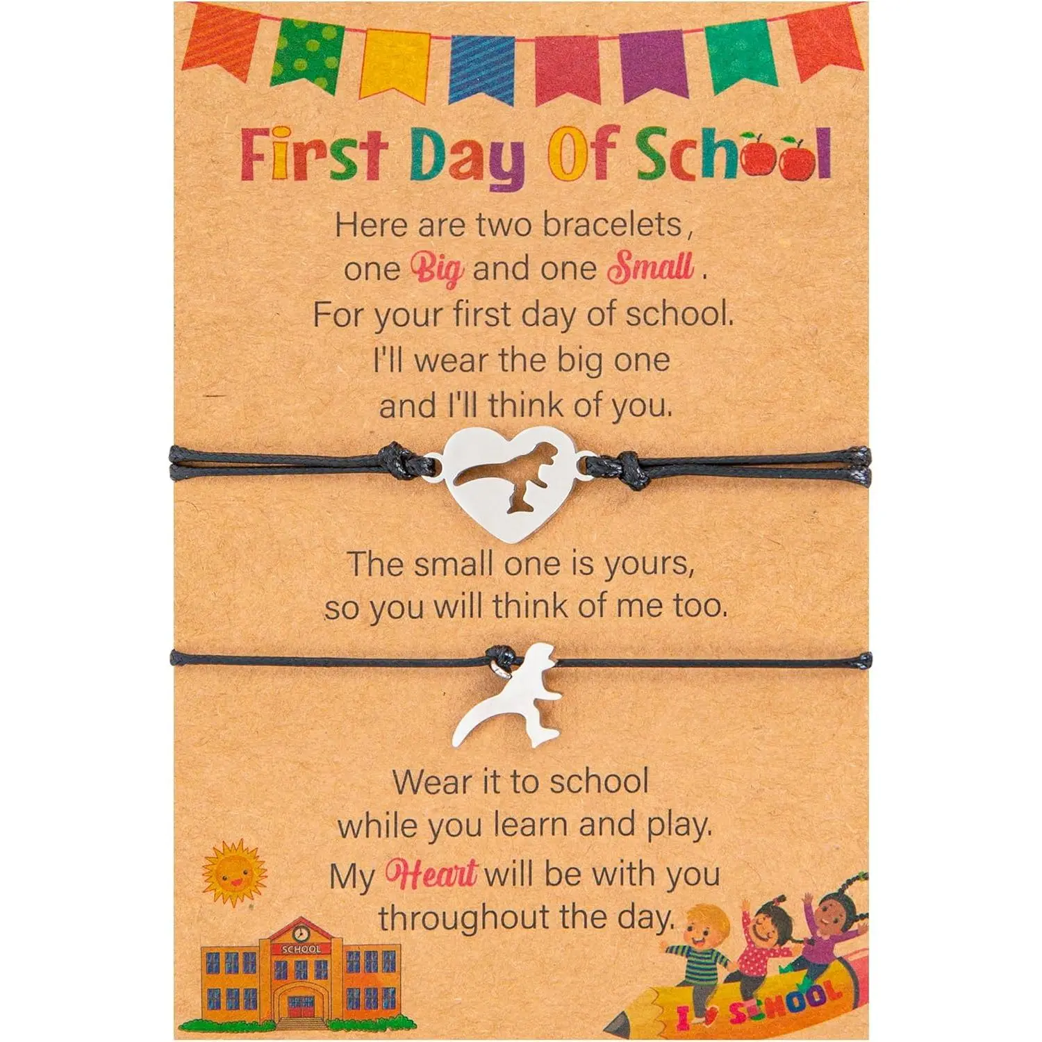 First Day of School Bracelet Mommy and Me,  Matching Wish Bracelets Set, Adjustable Bracelet for Boys Girls Gifts Stuff Bulk