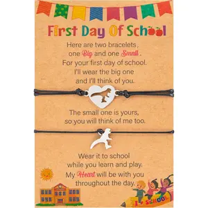 First Day of School Bracelet Mommy and Me,  Matching Wish Bracelets Set, Adjustable Bracelet for Boys Girls Gifts Stuff Bulk