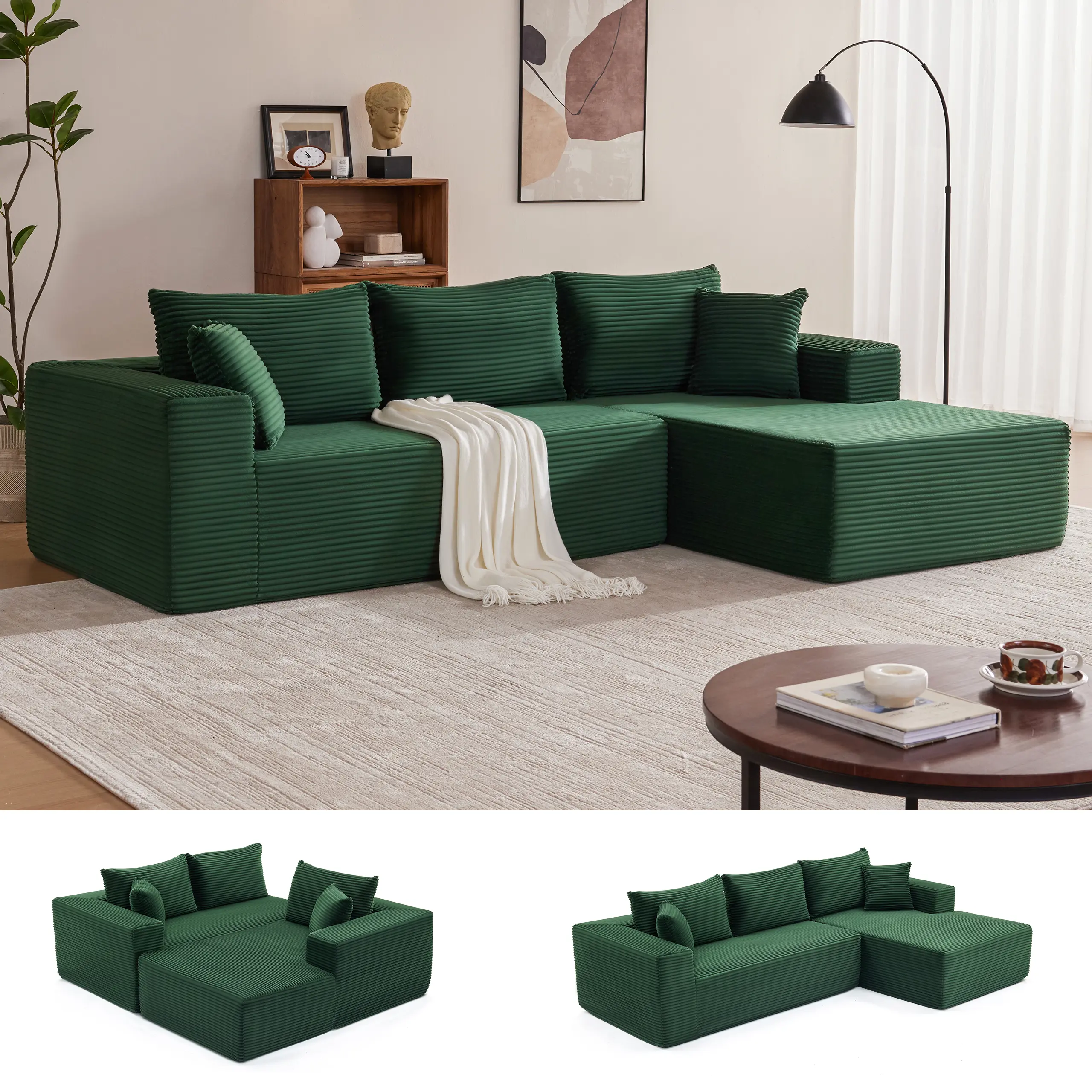 Green-Right Facing Chaise