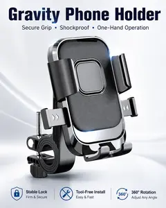 Bike Phone Holder, Bike Mount - Motorcycle Phone Holder, Handlebar Cell Phone Clamp, Scooter Phone 360° Rotatable for iPhone 16 Pro Max/Plus, 15 Pro Max, S10, S20, 4.7" to 7.2" Smartphones Stand
