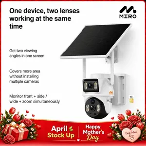 [2026 New] MIRO BP9 4G LTE Solar Security Cameras  – No WiFi , Built-in SIM Card Only (Not Compatible with Other Carriers), Dual Lens PTZ 360°, Motion Alerts, Night Vision, Remote App Monitoring