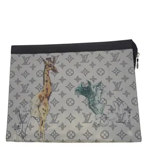 Pre-owned Louis Vuitton Monogram Chapman Canvas Clutches & Wristlets Savane Pochette Pouch Dune
