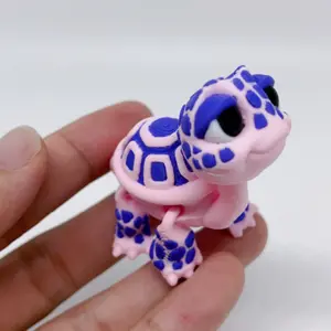 Articulated 3D Printed Turtle Figurine, Cute Cartoon Figurine, Poseable Shell & Limbs, Turtle Designs Cute Desk Decor, Unique Birthday & Easter Gift for Friends, Animal Design