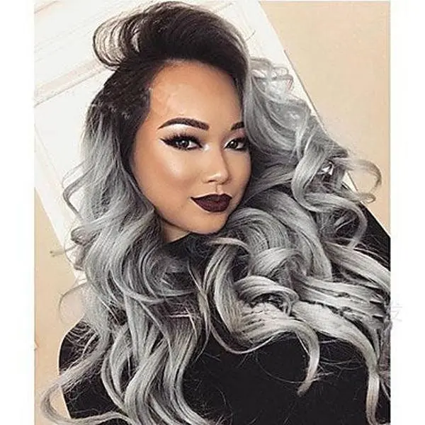 Grey Black Ombre Wavy Wig - TikTok Shop display picture 2