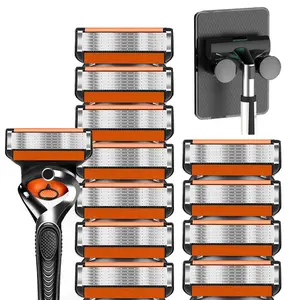 Men's Razor Set, 12 Blades and Handle, Sharp Stainless Steel Blades, Daily Grooming Tool, Portable Shaving Kit, Shaving Razors, Men's Care Products