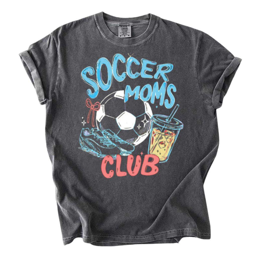 Comfort Colors Soccer Moms Club T-Shirt, Retro Soccer Mom Graphic Tee, Football Game Day Shirt, Sports Parent Gift – Torque Shop.