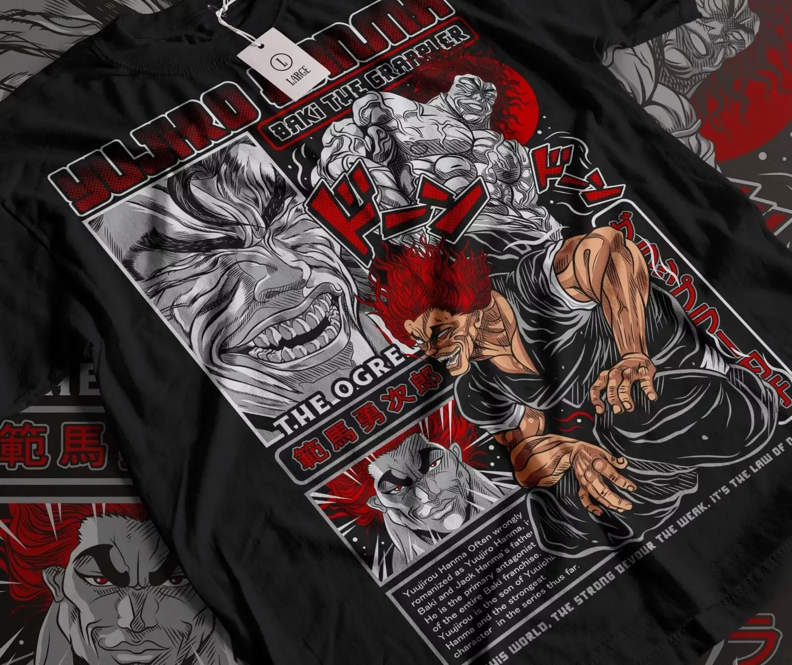 [SALE OFF 50%] Baki Hanma Shirt The Grappler Tshirt Yujiro Martial Art Tee Anime Sport T-shirt