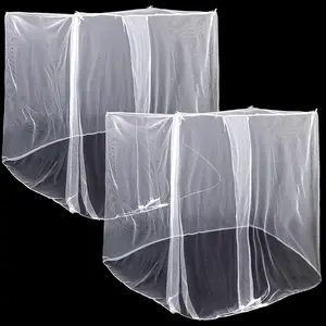 2 count 4 Corners Mosquito Net for Bed Canopies Netting Bed Drapes Mesh for  Full   Size Camping  Outdoor Travel Dormitory(White,L75 X W35 X H60 Inch)