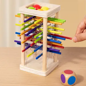 Wooden Track Balance Game Set, 3D Space Building Toy, Color Coded Wooden Rods, Educational Toy, Blocks Tower Game, Christmas Gift for Kids