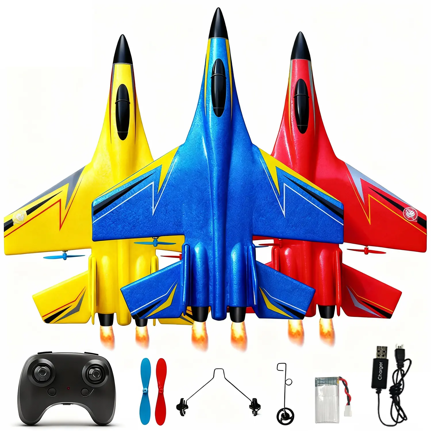 Kids RC Plane Toy (HW33, HW39, F22, A380, HW3301, HW3302) - 2CH Rechargeable EPP Foam Remote Control Jet Glider with LED Lights, Lightweight Science Toy with Batteries for Kids Outdoor Play, Adult-Assisted Beginner Gift