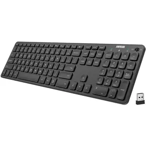 Arteck 2.4G Wireless Keyboard Ultra Slim Full Size Keyboard with Numeric Keypad and Media key for Computer/Desktop/PC/Laptop/Surface/Smar