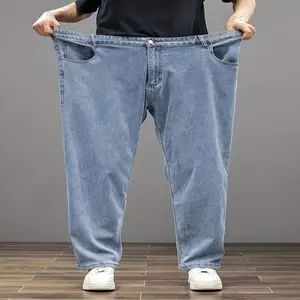 Plus Size 2XL-8XL Men's Soft Comfy Stretch Rayon Blend Jeans Casual Loose Fit Straight Leg Denim Pants with Pockets Machine Washable for Fall Winter Comfort Wear Classic Straight Legs Menswear Trouser baggy jeans men Fabric Cotton