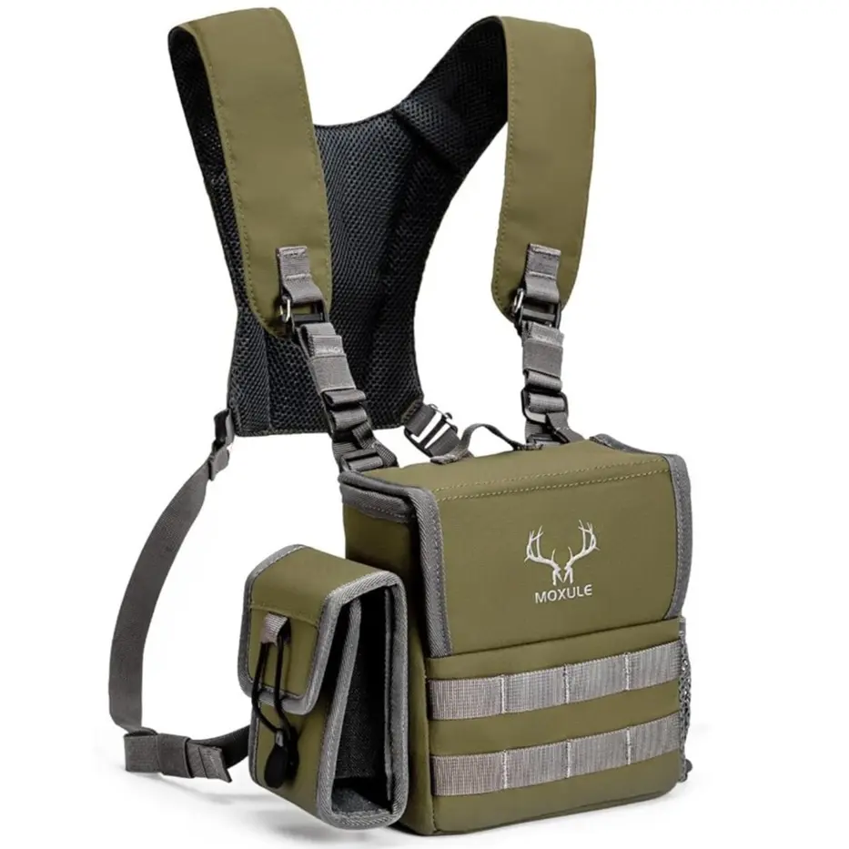 MOXULE Outdoor Chest Bag, Unisex Multifunctional Padded Bino Case with Large Storage & Breathable Adjustable Harness for Birdwatching