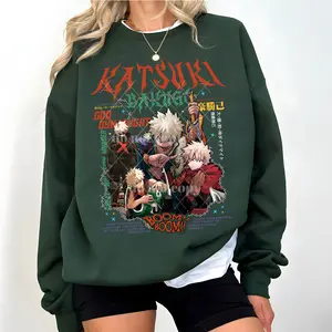 Katsuki Bakugo MHA My Hero Anime Manga Retro T-Shirt Sweatshirt Hoodie Cotton Fan Gift Fabric Top