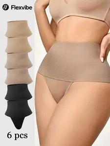 Seamless High Waisted Shapewear, 3/6 Pcs High Stretch Briefs for Women, Tummy Control & Breathable Underwear, All-Day Comfy Daily Wear. Casual Basic Minimalist Lingerie, All-Season Essentials