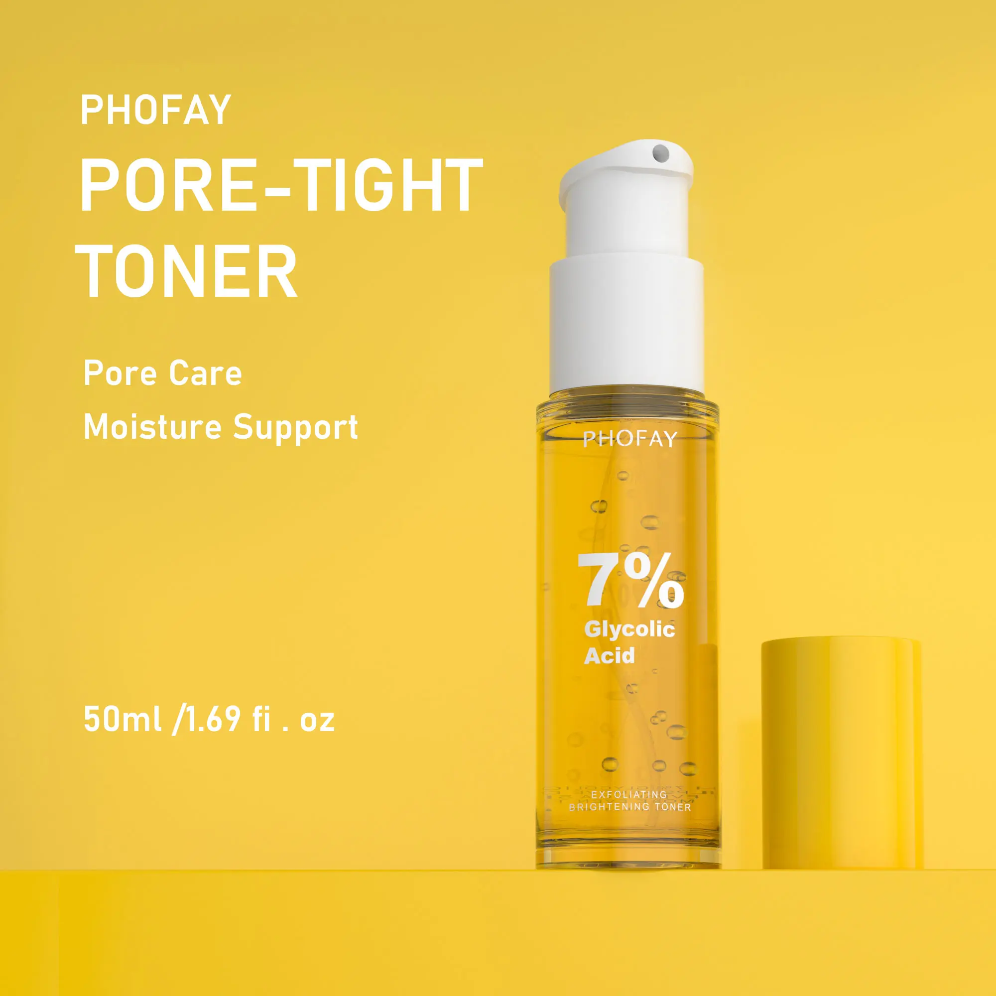 PHOFAY Glycolic Acid AHA Exfoliating Toner - Gentle Skincare Toner with Niacinamide, Watermelon Extract for Brightening, Texture Refinement & Radiance Boost, Cleansing Dewy Formula