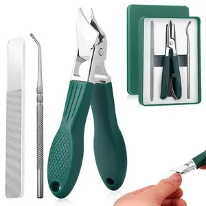 Eagle Beak Beveled Nail Clippers, Wide Jaw Opening Anti-Splash Slanted Nail Clipper, Splashproof Nail Clippers 3-Piece Set for Thick and Ingrown Nails, for Women and Men ergonomic grip angled cutter cuticle nippers heavy duty Manicure Stainless