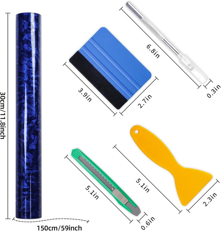 Forged Carbon Fiber Vinyl Wrap With 5PCS Tool Kits, High Gloss Car Wrap Vinyl Roll, DIY Decal Auto Vehicle Film Sheet with Air Release Technology Self Adhesive 1ft x 5ft