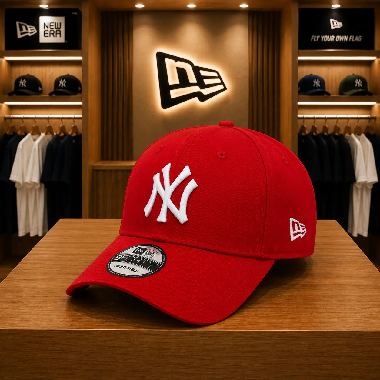 New York Yankees Red Snapback Hat White Logo Adjustable MLB Baseball Cap Curved Brim