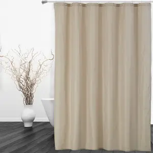 72" x 72" Hotel Quality 100% Waterproof Fabric Shower Curtain or Liner,Soft & Lightweight Long Shower Curtainwith Magnets for Bathroom, Tan
