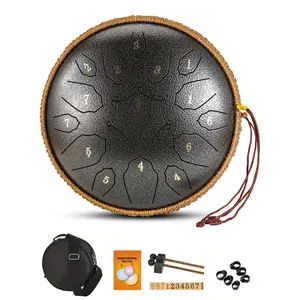12 Inch Percussion Musical Instrument with Handbag Drumsticks 15 Notes D Major Large Ethereal Drum Yoga Meditation Sound Healing Child Beginner Hand Drum