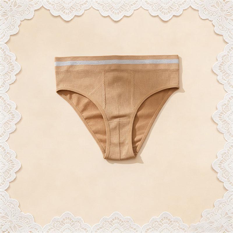 6PCS Solid Color Striped Waistband Women’s Panties, Skin-Friendly, Butt-Lifting, Breathable, Triangle Briefs for Everyday Wear and Dates