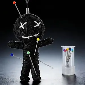 Novelty Gift | Fun Design Handmade Woven Voodoo Fun Keychain (Comes with 10 Needles) Suitable for Mobile Phone Chains, Pendants, Unique Keychains - a Spoof Gift for Colleagues/bosses (Black Humorous Style, Suitable for Parties or Joking Occasions)