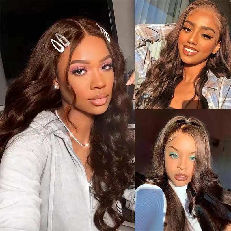 Body Wave Chocolate Brown 13x6 Lace Front Wigs Human Hair Pre Plucked Brazilian Brown Virgin Hair Glueless 13x4 HD Frontal Wig Colored Human Hair Wigs For Women