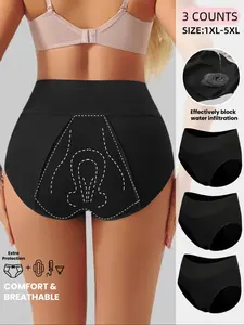 【Plus Size】Women's High Waist Breathable Leak-Proof Waterproof Menstrual Panties, Soft Comfortable Elastic Period Underwear, Tummy Control Panty & Breathable Comfortable Period Knicker,Fitted All Seasons, High Waisted Briefs, High Rise Panties