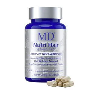 MD HAIR Nutri Hair Growth Support Dietary Supplement - Physician-Formulated DHT Blocker with Natural Lilac Stem Cells, Biotin, GMO-Free Collagen, Beauty Daily Vitamin for Thinning Scalp (30 Capsules)
