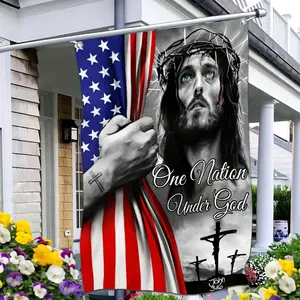 Christian-themed "One Nation Under God" Single-sided Flag for Outdoor Use - Patriotic Easter Decoration, Home or Yard, Unisex Gift