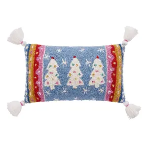 Festive Christmas Tree Tassel Pillow