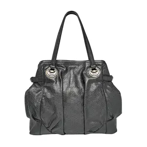 Pre-owned GUCCI Calfskin Tote Bags Embossed Guccissima Full Moon Tote Large Black