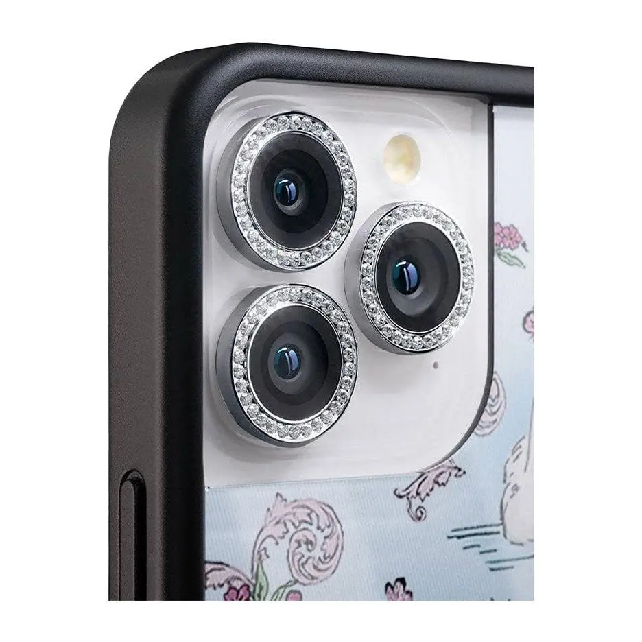 Black Camera Bling | Limited Edition Trendy iPhone Case Camera Blings | Raised Protective Black Bumper | Women Owned Small Business | Black and Silver Shiny Camera Bling Sparkling | Camera Protectors | Gift for Her