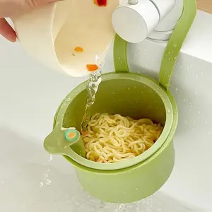 Hanging Kitchen Sink Strainer Basket Food Waste Collector | Fruit Vegetable Washing Drain Basket Green White Yellow Colors(Green)
