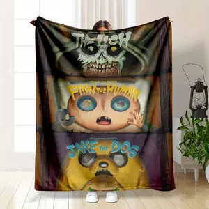 Adventure Time Character Graphic Throw Blanket - Lich, Finn the Human, Jake the Dog Flannel, Ultra-Soft Cozy Warm, Whimsical Cartoon Blanket for Home Decor (Living Room, Bedroom) & Outdoor Camping, Fan Gift, Character Graphic Blankets, Whimsical Cartoon B