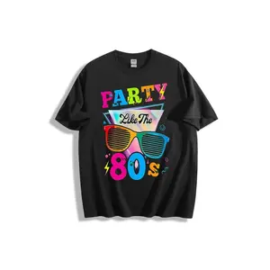 Retro 80s Party Graphic T-Shirt - Bold Multicolor 'PARTY Like The 80s' Design, Rainbow Sunglasses & Neon Accents, Fun Nostalgic Birthday Celebration Top for Women Men