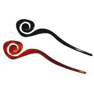 Parcelona French Swirl Cellulose Large Tortoise Shell N Black Bun Hair Pin Stick