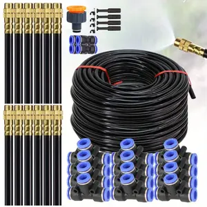 DIY Flexible Spray Kit with 8mm Hose, 15m-10m Garden Mist Irrigation System, Universal Connector Threads for Europe & America