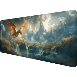 Mythical Dragon Gaming  Pad Desk Pad 31.5 x 11.8 Inch Waterfall Mountains Light Sunlight Mousepad XL Large Gaming  Pad Laptop Keyboard Mat Desk Pad Office  Keyboard Laptop
