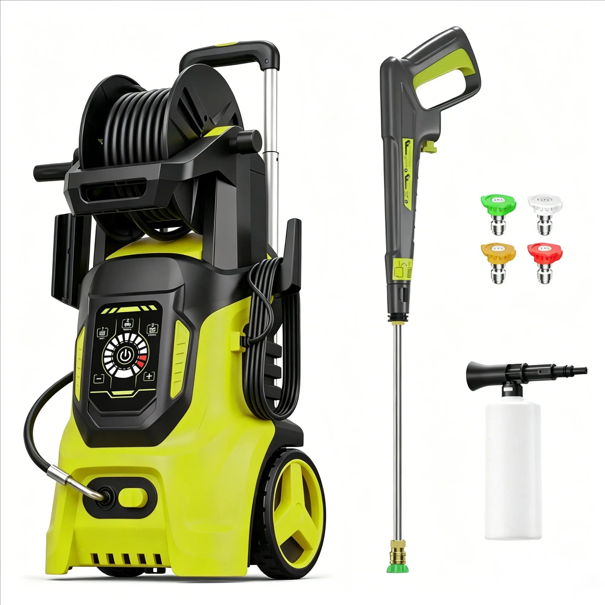 Compact Pressure Washer 4500PSI MAX 3.8GPM Power Washer with 4 Quick Connect Nozzles,Smart Control and 15 Levels of Adjustment, Inlet Hose & Filter, Foam Cannon for car wash, home, driveway, garden, yard, RV, boat, motorcycle Cleaning