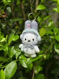 Loppy Puff - Handmade Miffy Bunny Crochet Keychain Set – Cute Amigurumi Bunny Bag Charm Wth Accessories, Gift For Her Or Him