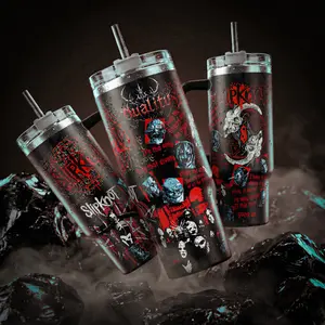 Slipknot Duality 40 oz Vacuum Insulated Tumbler with Handle & Straw Red Black Band Masks Lyric Graphic Keeps Drinks Hot/Cold 12H+, 18/8 Stainless Steel Travel Mug for Nu-Metal Fans & Metalheads Dark Aesthetic Merch Gift