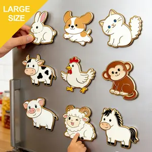 9-Piece Cartoon Farm Animal Magnet Set, Refrigerator Decorating Magnet, Durable PVC, Easy Install & Clean, Ideal for Dishwasher, Fridge, Whiteboard, Fun Home/school/party Decor, Perfect Gift